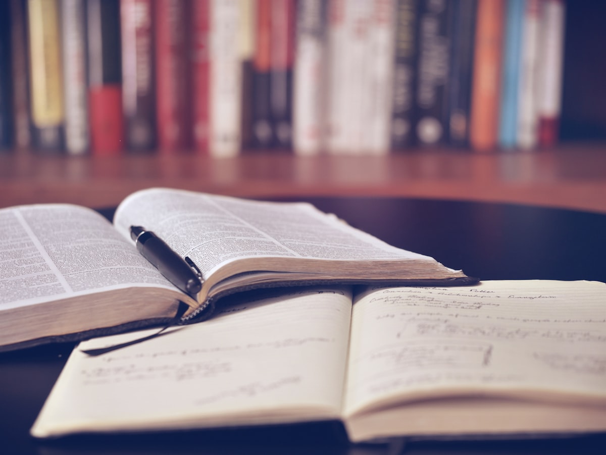 Books and learning materials spread out on a study desk